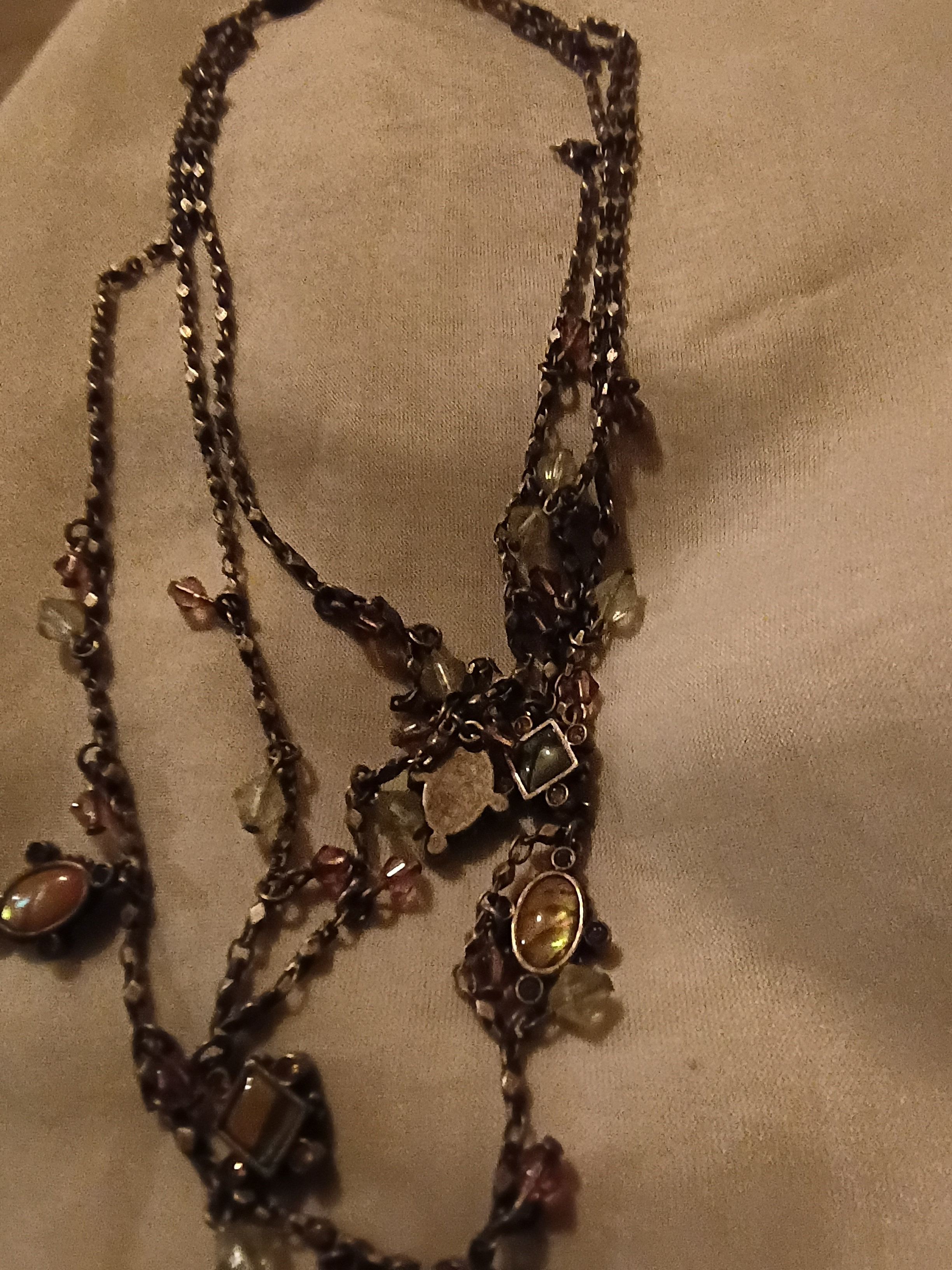 Anne Klein Bronze-Tone Multi-Strand Necklace With Amber And Pale Green Accents 25$